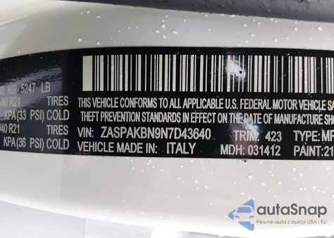 2022 Alfa Romeo Stelvio Veloce Ti Awd z USA, uszkodzony, nr VIN ZASPAKBN9N7D43640